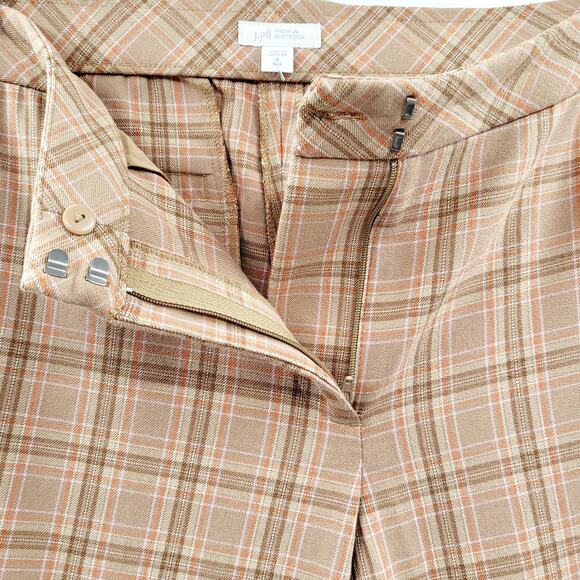 J. Jill Premium Bi-Stretch Plaid Tan Beige Casual Work Pants Women's Sz 8 Tall - Picture 3 of 10